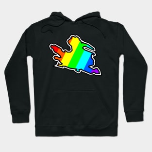 Mayne Island Silhouette in Rainbow Colours - Colourful Pattern - Gulf Islands Gift - Mayne Island Hoodie